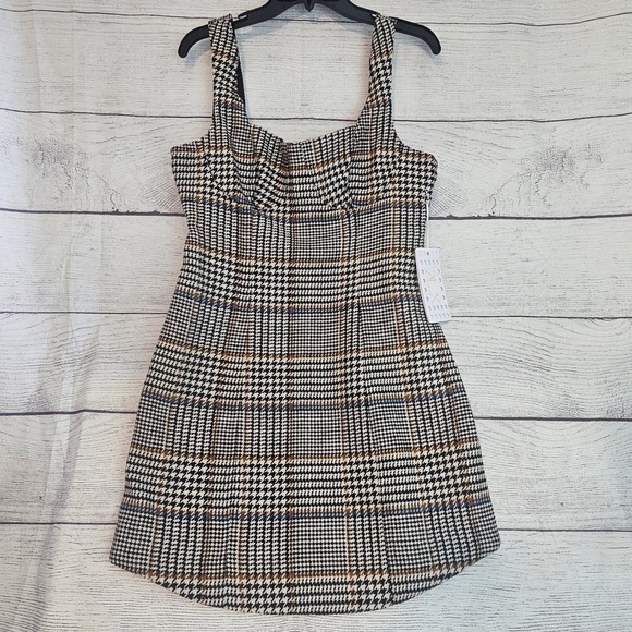 Le' AL.X Dresses & Skirts - Le' AL.X Size L Glen Plaid Woven Wool Blend Lined Plaid Tank Dress NWT $189 1026